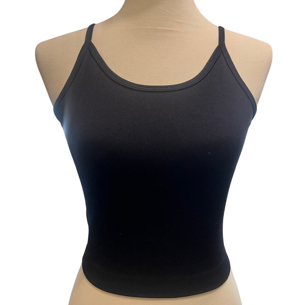 Black Cropped Tank Top with Adjustable straps